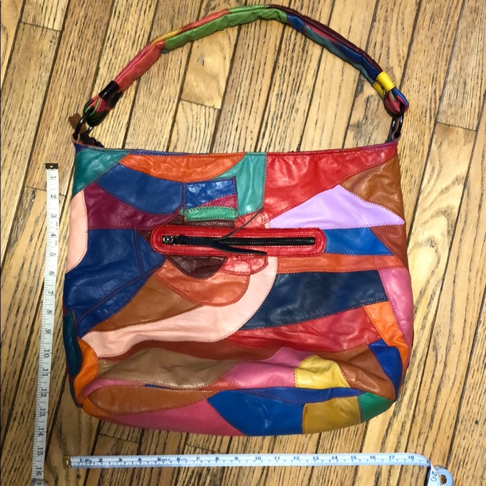 Real Leather Patchwork Skull Shoulder Bag Like New - image 3